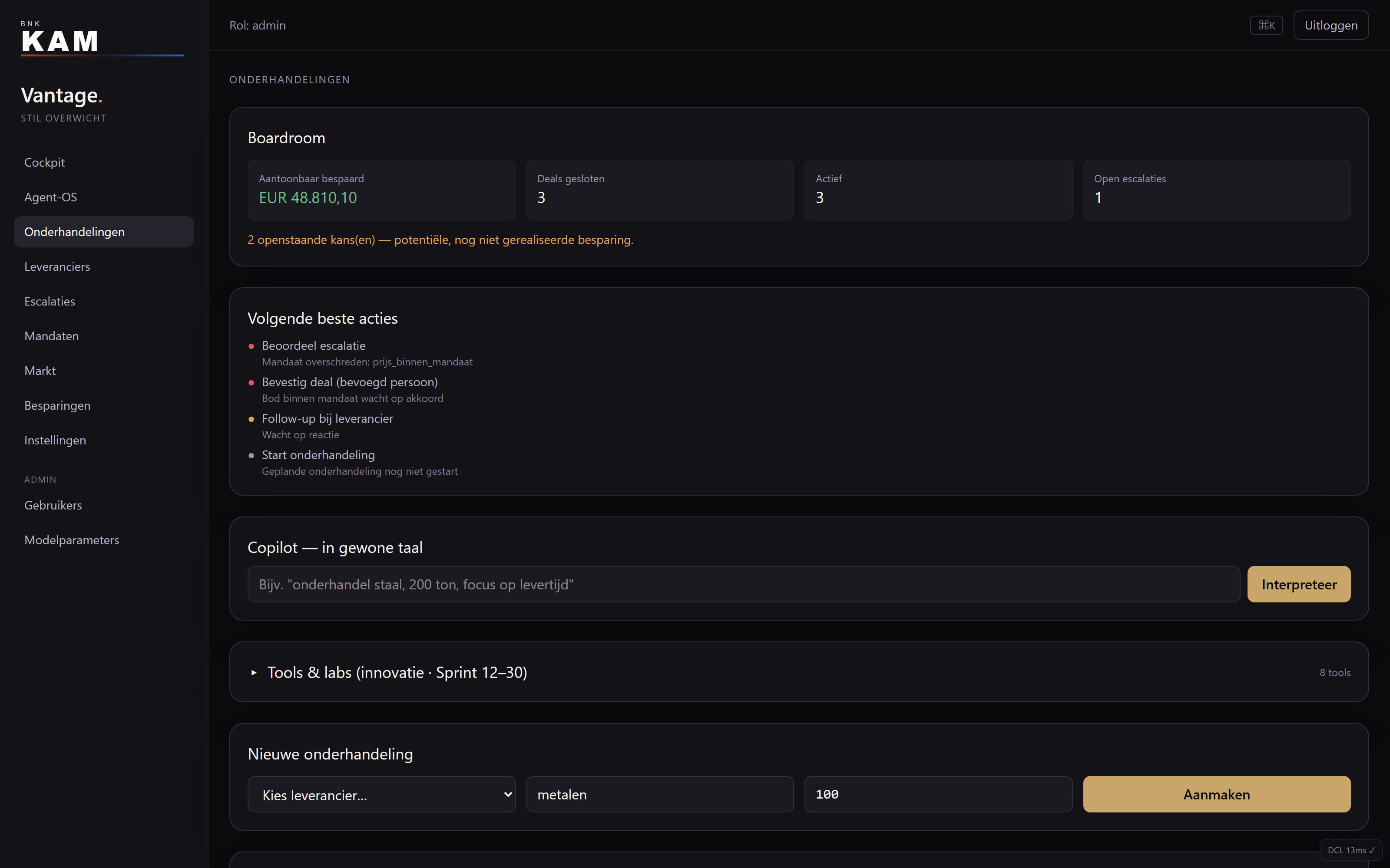 Legatus negotiations, overview with status and next best actions