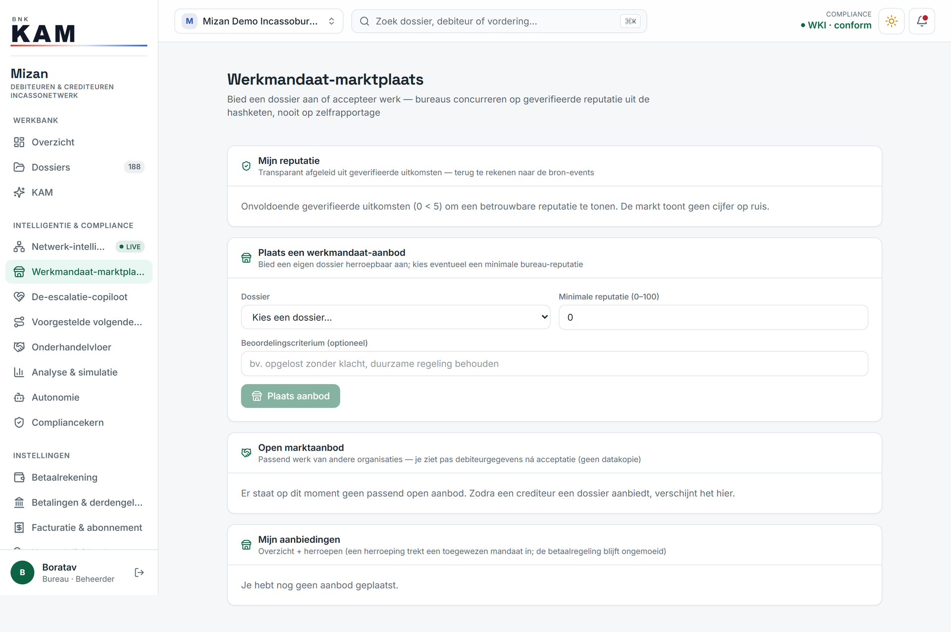 On the work-mandate marketplace agencies bid for work and compete on verified reputation, not on empty claims