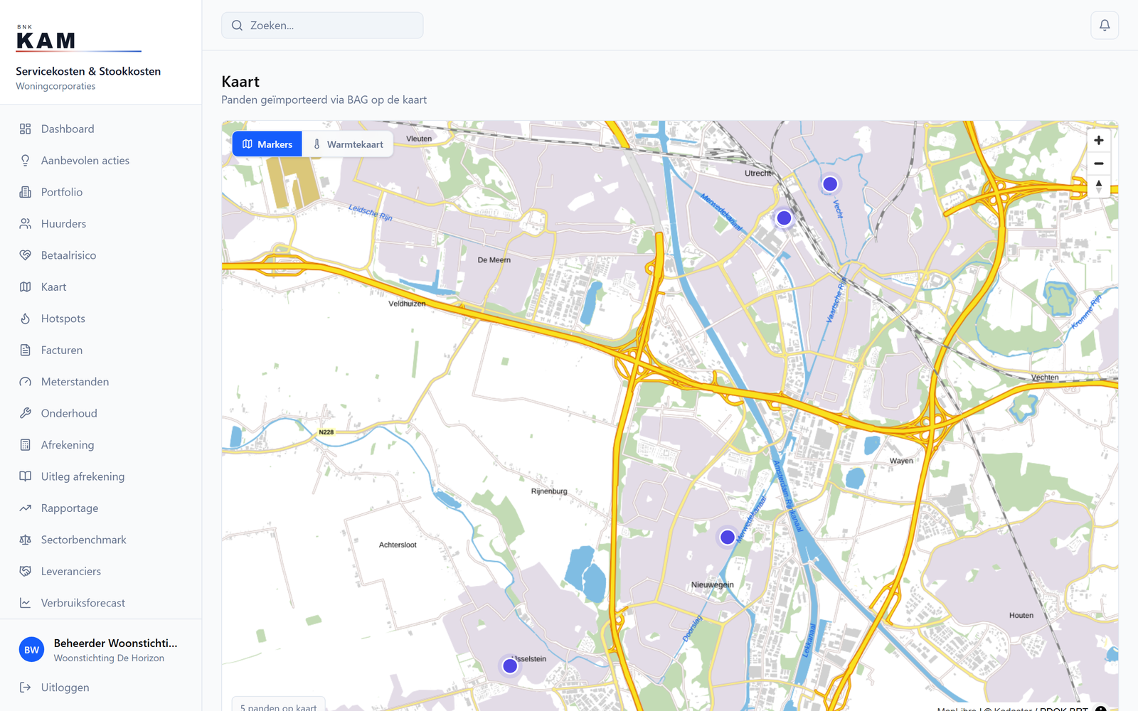 Map and Hotspots: your holdings geographically with clusters of high costs