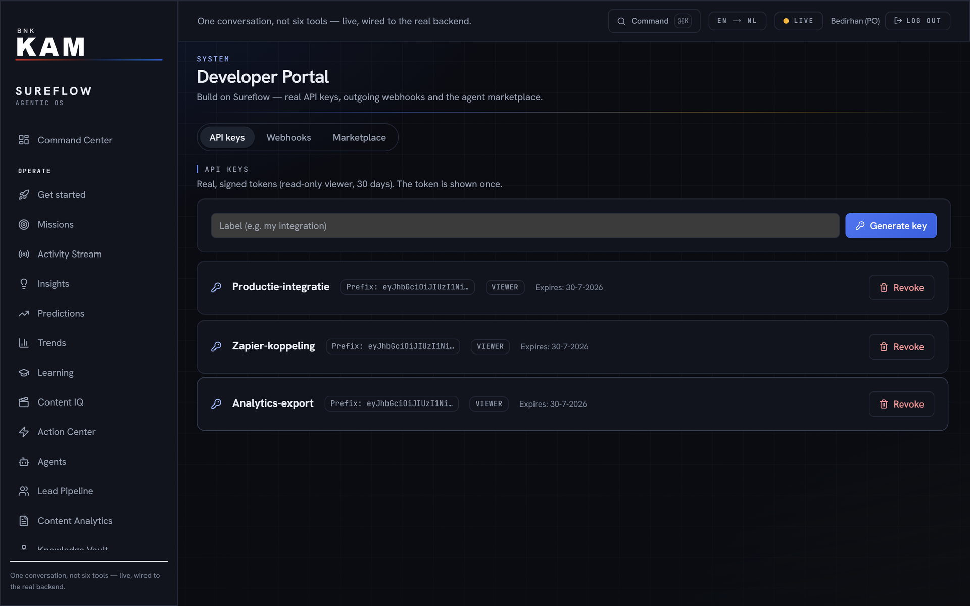 The Developer Portal: securely connecting to other systems, with notifications and a marketplace for extra AI colleagues