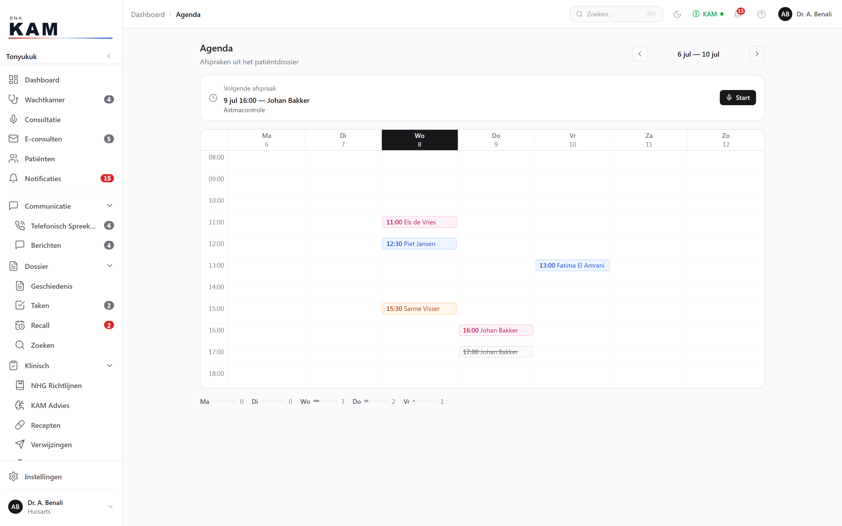 Tonyukuk integrated weekly calendar