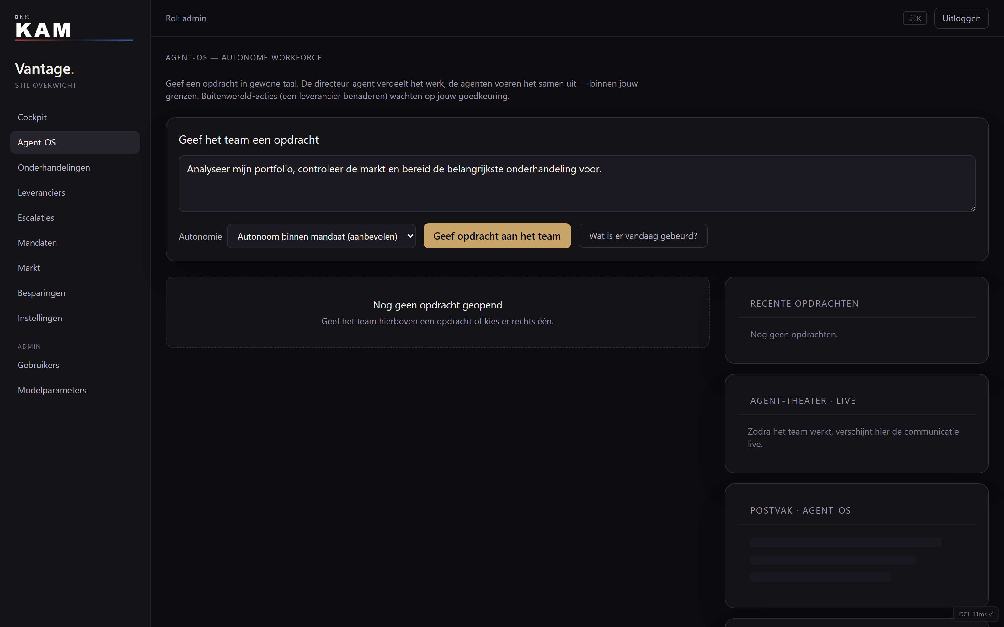 Legatus Agent-OS, give the team an instruction in plain language