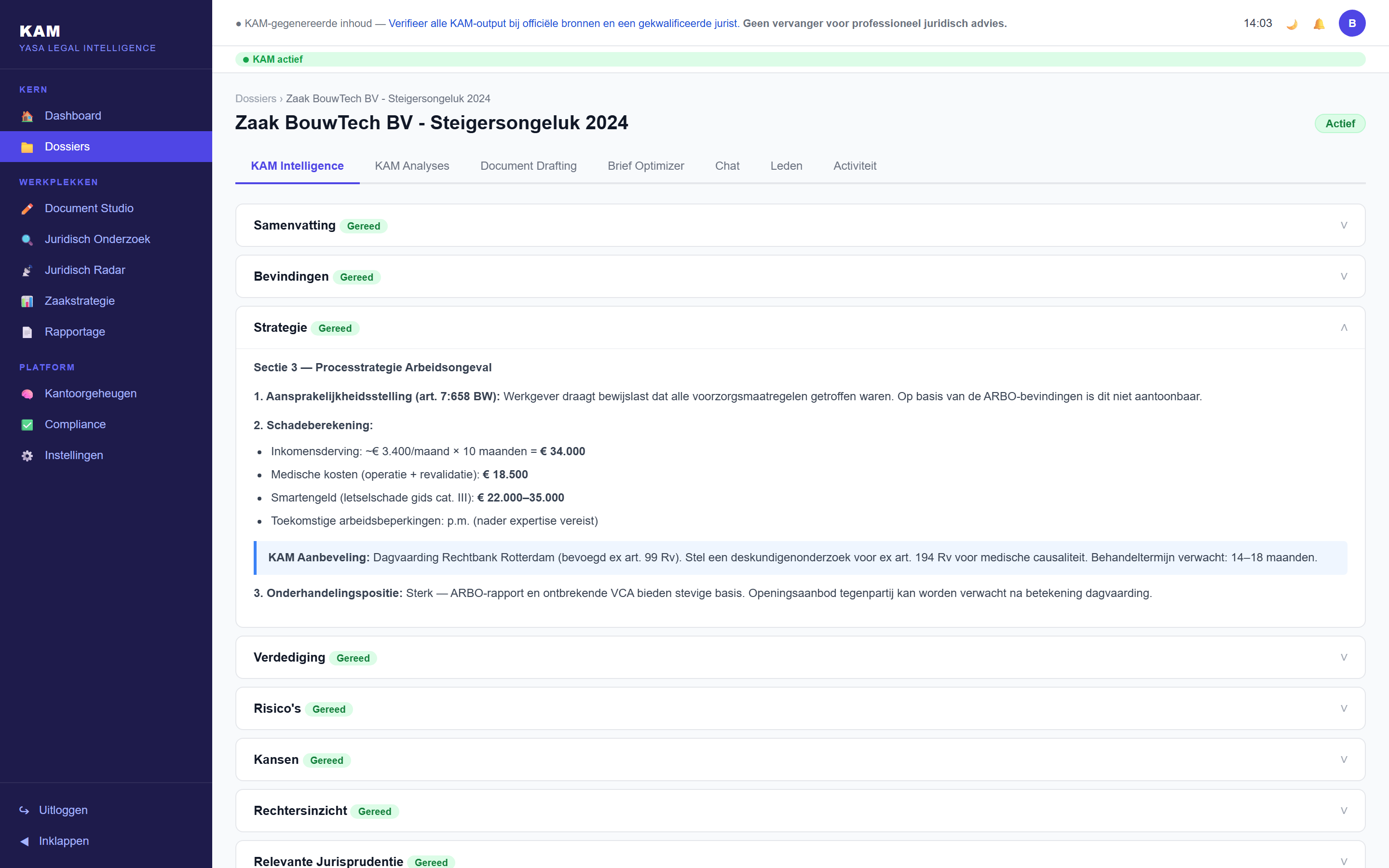 KAM translates the analysis into strategic, explainable advice with sources