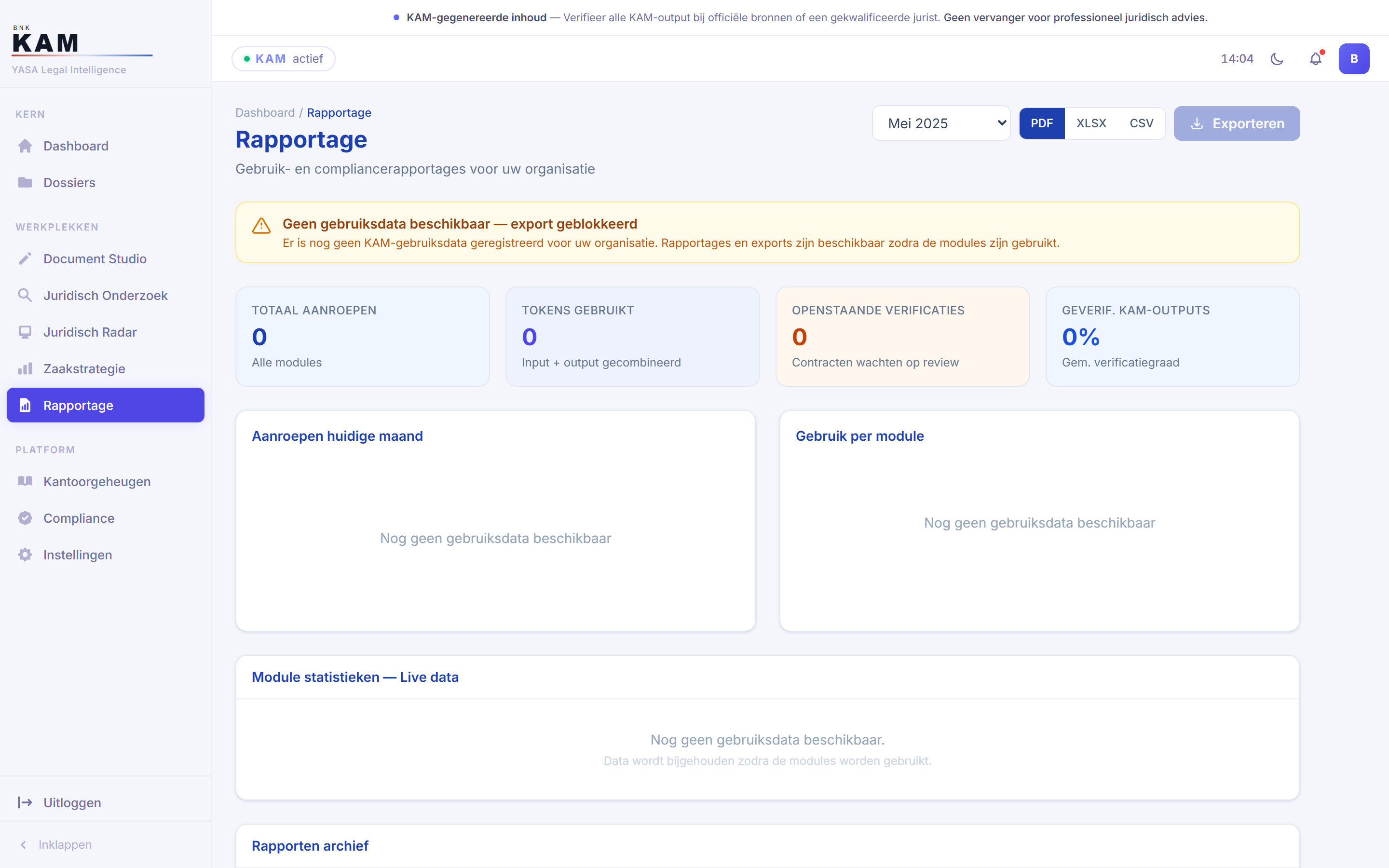 The reporting module with overviews by case, area of law and period